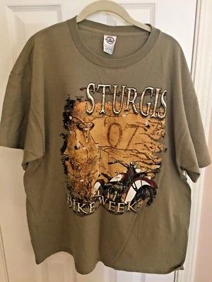 DELTA PRO WEIGHT STURGIS BIKE WEEK 2007 KHAKI T-SHIRT MENS XL - Image 1 of 4