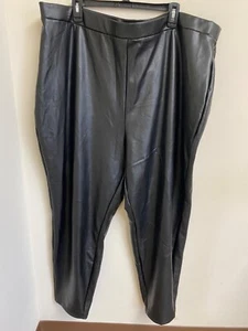 Nina Parker Women's Black Faux Leather Elasticized Waist Leggings NWT - Picture 1 of 6