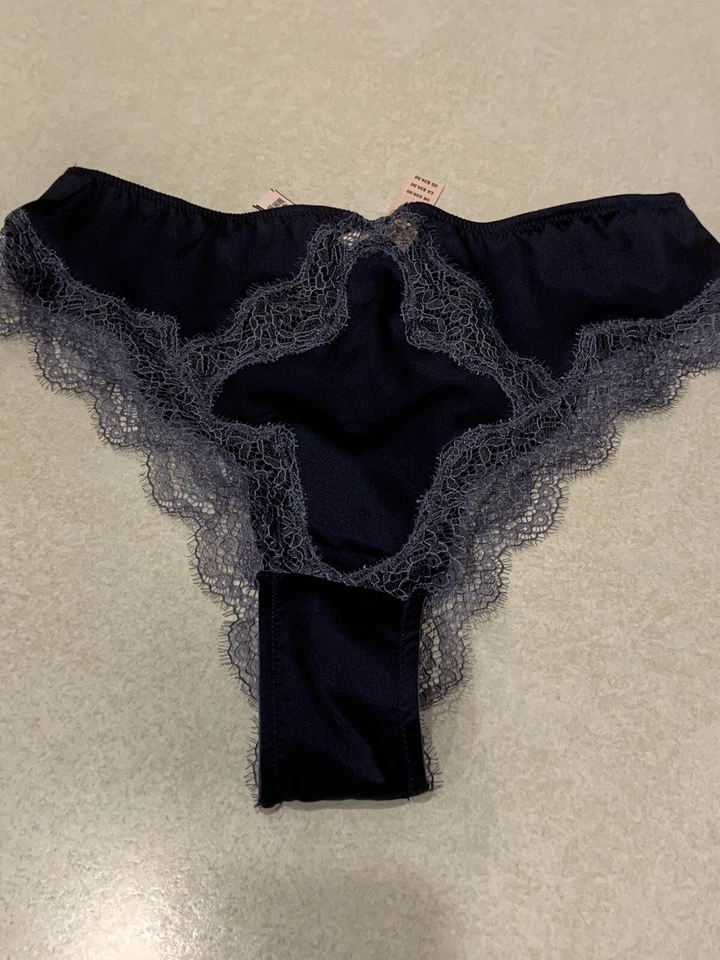 Victoria's Secret Dream Angels Brazilian Satin Lace Blue Panty Size S