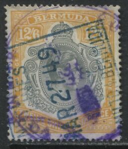 Bermuda 1947 KGVI 12/6d yellow and gray perf 14 revenue used