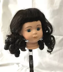 LONG RINGLET BRUNETTE Brown WIG 15" 18" Doll Porcelain Antique Modacrylic Bangs - Picture 1 of 6