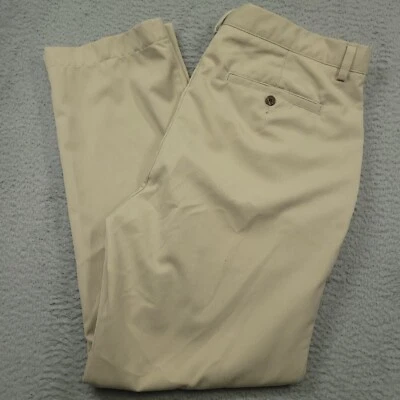 Caribbean Joe Let Go Men's 38x32 Pants Polyester Rayon Herringbone Beige - Image 1 of 4