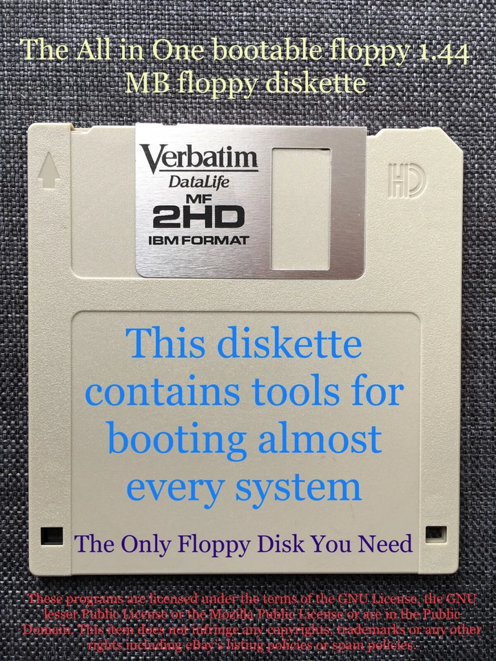 All in One Fix Recovery 1.44 MB disk diskette the only boot floppy you ever need - Image 1 of 4