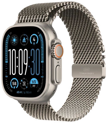 Apple Watch Ultra 2 2024 LTE Natur Titan 49mm Milanaise Armband Titan M MX5R3 - Bild 1 von 2
