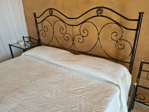 Testata letto in ferro battuto matrimoniale Laura nero decorato oro - Foto 1 di 2