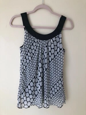 Polka Black And White AB Studio Blous Size M - Image 1 of 4