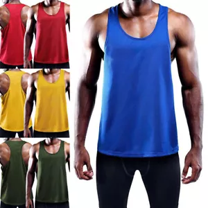 Mens Quick Dry Vest Fitness Muscle Tank Tops Sleeveless Workout Gym Sports - Picture 1 of 25
