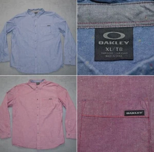 2 Stück Oakley Button-Down Hemd Herren XL Regular Fit Brusttasche Blau/Rot - Bild 1 von 21