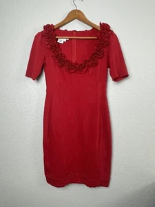 Body tubino Maggy London vestito rosso fiori 3D festa San Valentino taglia 4 - Foto 1 di 5