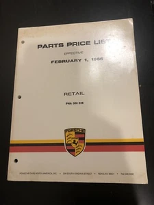 Porsche Retail Parts Price List Catalog - February 1, 1986 - 306 Pages - Imagen 1 de 9