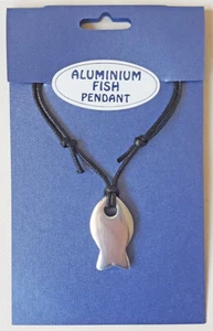 Aluminium Fish Pendant on Black Cord - EB6614 - Picture 1 of 2