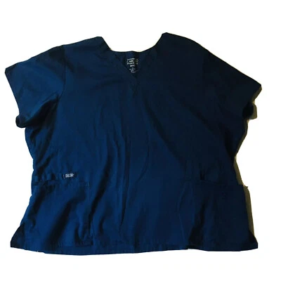 Cherokee Workwear Scrub Top Size 4XL Navy Blue V-neck Flex - Image 1 of 4
