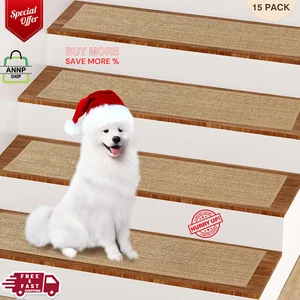 Premium Carpet Stair Treads Non Slip for Wooden Steps 8" X 30" 15 Pack Beige USA - Picture 1 of 24