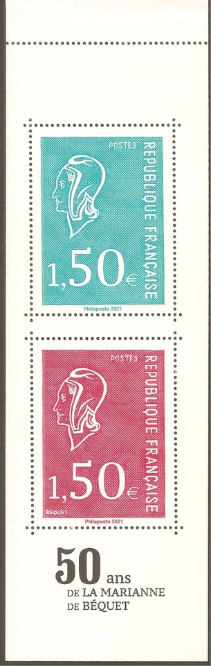 2021 FACE AVANT (2 timbres 5537 et 5538) du Carnet 1529 BEQUET 50 ANS NEUF** - Photo 1/1