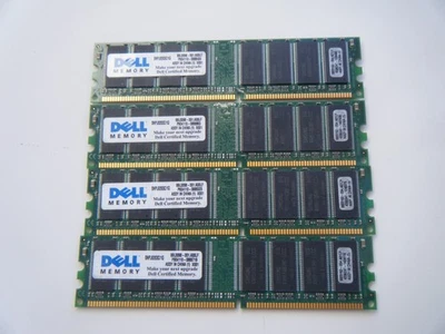 Lot of 4 Genuine Dell 1 GB Desktop Server Memory SNPJ0203C/1G. PC2-3200 DDR400 - Image 1 of 4