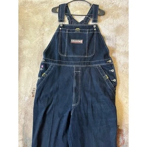 Men's Chaps Ralph Lauren Large Carpenter Bib Denim Baggy Overalls Dark Wash - Picture 1 of 18