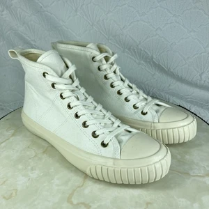 J. Crew Classic High Top Sneakers Womens Sz 6 Ivory Canvas Lace Up Comfort Shoes - Picture 1 of 13
