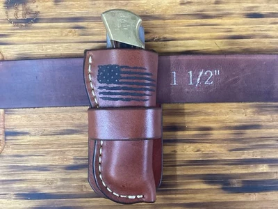 Leather Folding Pocket Knife Case Sheath Buck 110  Buscadero (Sheath Only) - Image 1 of 4