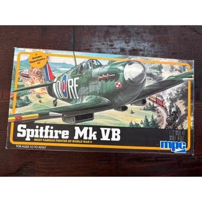 Vintage MPC Spitfire Mk VB 1/72 Scale Model Kit World War II Plane - Image 1 of 4