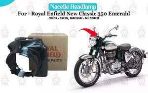 ROYAL ENFIELD NACELLE HEADLAMP "GREEN CASE FOR NEW CLASSIC 350" - Picture 1 of 13