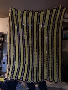 Afghan Blanket Crochet Homemade 52X52 Yellow And Black - Picture 1 of 4