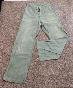 Vintage 60s 70s Distressed Worn Vietnam War Army Military Chino Uniform Pants  - Picture 1 of 20