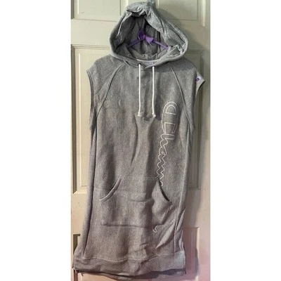 CHAMPION Hoodie Sweatshirt Dress Women's Small Reverse Weave Gray Pockets NEW - Image 1 of 4