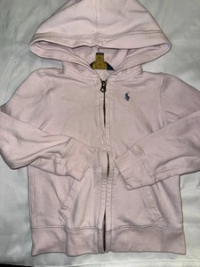 Polo Ralph Lauren Girl Kids Hoodie Sweatshirt Size 5 Pink Full Zip B340 -12 - Picture 1 of 3