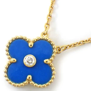 Van Cleef & Arpels Necklace Vintage Alhambra Diamond Blue Sable 750YG - Picture 1 of 12