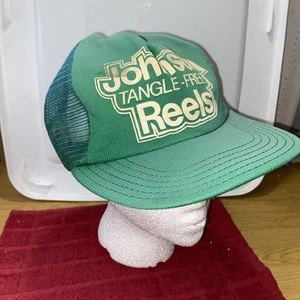 Vintage Johnson Reels Trucker Hat Green USA Snapback Foam Mesh- Read - Picture 1 of 8