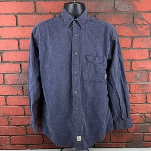 Timberland Men's Medium Flannel Button Down Shirt Plaid Cotton Casual - Picture 1 of 8