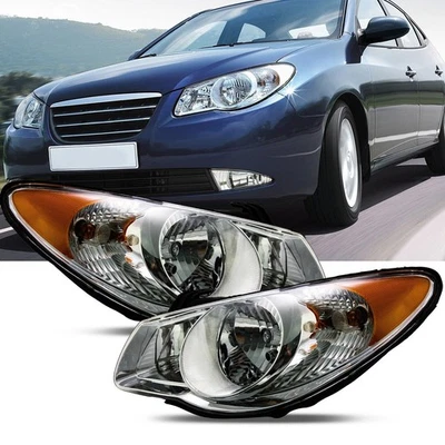 Pair Headlights Passenger & Driver Left + Right For 2007-2009 Hyundai Elantra - Image 1 of 4