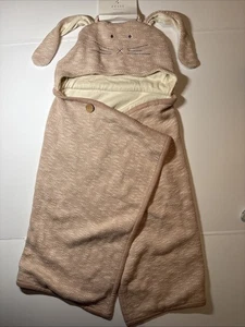 Zestt Bunny Organic Kids Travelling Blanket Tan White 50x60 Inches 100% Cotton - Picture 1 of 6