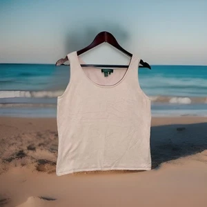 Ralph Lauren Nude Blush Silk Knit Sleeveless Round Neck Tank Top Size Lg 35X19 - Picture 1 of 7