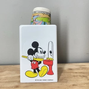 Vintage Disney Mickey Mouse Dixie Cup Holder Dispenser Bathroom Decor w 5 Cups - Picture 1 of 6