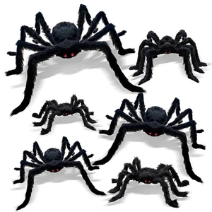 6 Pcs Halloween Spiders Decorations, Giant Hairy Spiders Halloween Decoration... - Picture 1 of 7