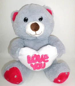 Midwood Marken grau Teddybär mit heißen rosa Akzenten Herz Liebe dich 11 Zoll - Bild 1 von 5