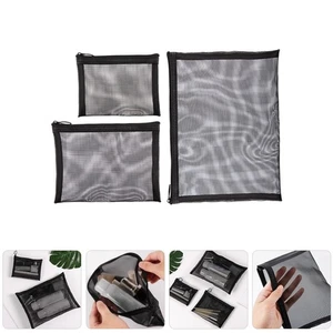 Bolsas de maquillaje de viaje para mujeres Bolsas de artículos de tocador de viaje Bolsas de malla 3 piezas - Imagen 1 de 12
