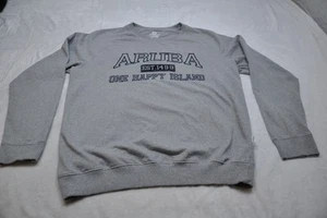 JoAnn's Aruba Sweatshirt Mens 2XL Gray One Happy Island Pullover Crewneck Cotton - Picture 1 of 10