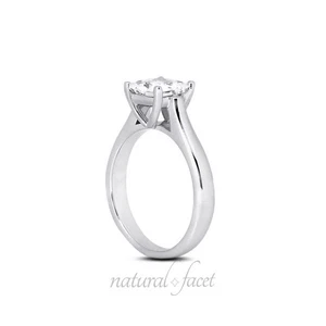 2.14ct F/VS2 Princess Natural Diamond Platinum Solitaire Engagement Ring - Picture 1 of 3