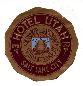 30er Jahre Kofferaufkleber Hotel Utah Salt Lake City - Bild 1 von 1