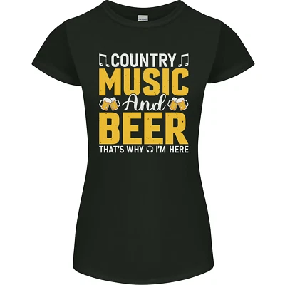 Country Music & Beer Thats Why Im Here Womens Petite Cut T-Shirt - Image 1 of 4