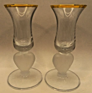 2 Heart Stem Candle Holders Gold Trim Circleware Celestial Elegant - Picture 1 of 4
