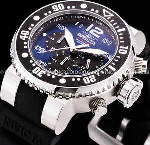 Invicta Men GRAND PRO DIVER Chronograph Silver Blue Dial 52mm Strap SS Watch - Picture 1 of 11