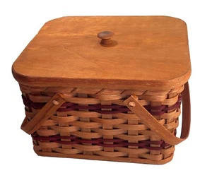 Amish Pie Träger großer Korb harter Boden gewebt schwingende Griffe - Bild 1 von 14