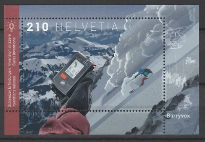 Switzerland 2022  Swiss Inventions Barryvox Unique Unusual Foil Application MS - Image 1 of 2
