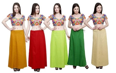 Traditional Readymade Cotton Straight Shapewear Women Girl Saree Underskirt- 5PC - Image 1 of 4