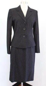 Tahari ASL Levine Black Diamond Woven Blazer & Skirt Suit Set Size 8 Career - Picture 1 of 6
