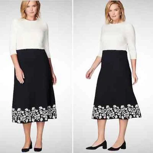 Vestido midi J. Jill Ponte tejido dobladillo bordado bloques de colores para mujer XS Petite NUEVO - Imagen 1 de 10