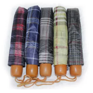 Mini Paraguas Plegable Compacto Lluvia Invierno Sol Verano Protección Manija de Madera - Imagen 1 de 8